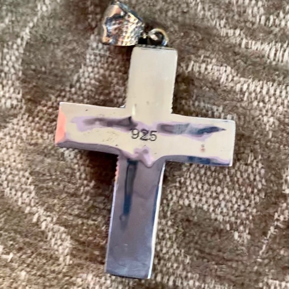 Antique Vintage Style Crystal Topaz Men or Unisex Cross Pendant - Picture 4 of 8